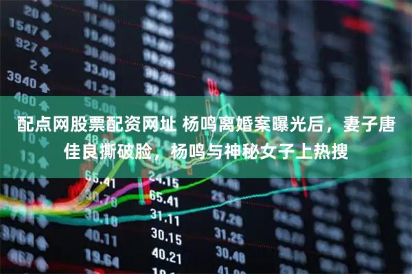 配点网股票配资网址 杨鸣离婚案曝光后，妻子唐佳良撕破脸，杨鸣与神秘女子上热搜